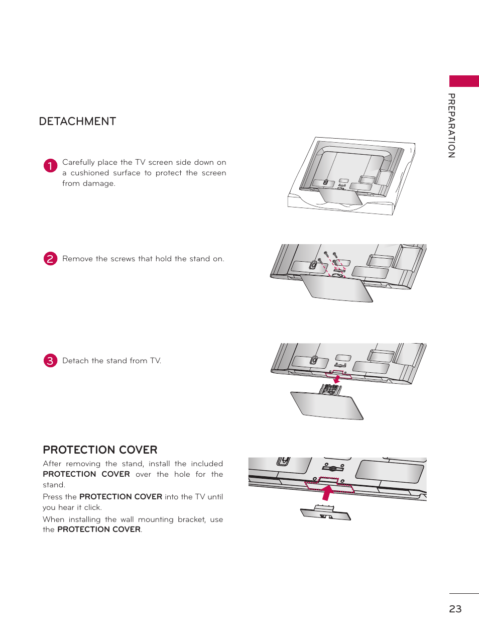 Detachment, Protection cover | LG 60PK750 User Manual | Page 23 / 221