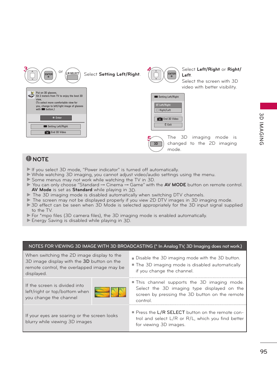 3d im a g in g | LG 60PK750 User Manual | Page 95 / 221