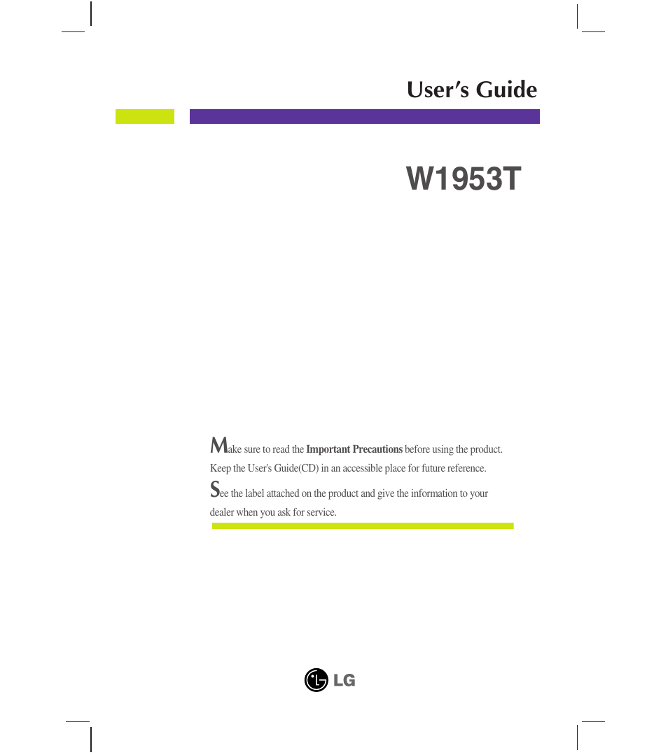 LG W1953T-PF User Manual | 26 pages