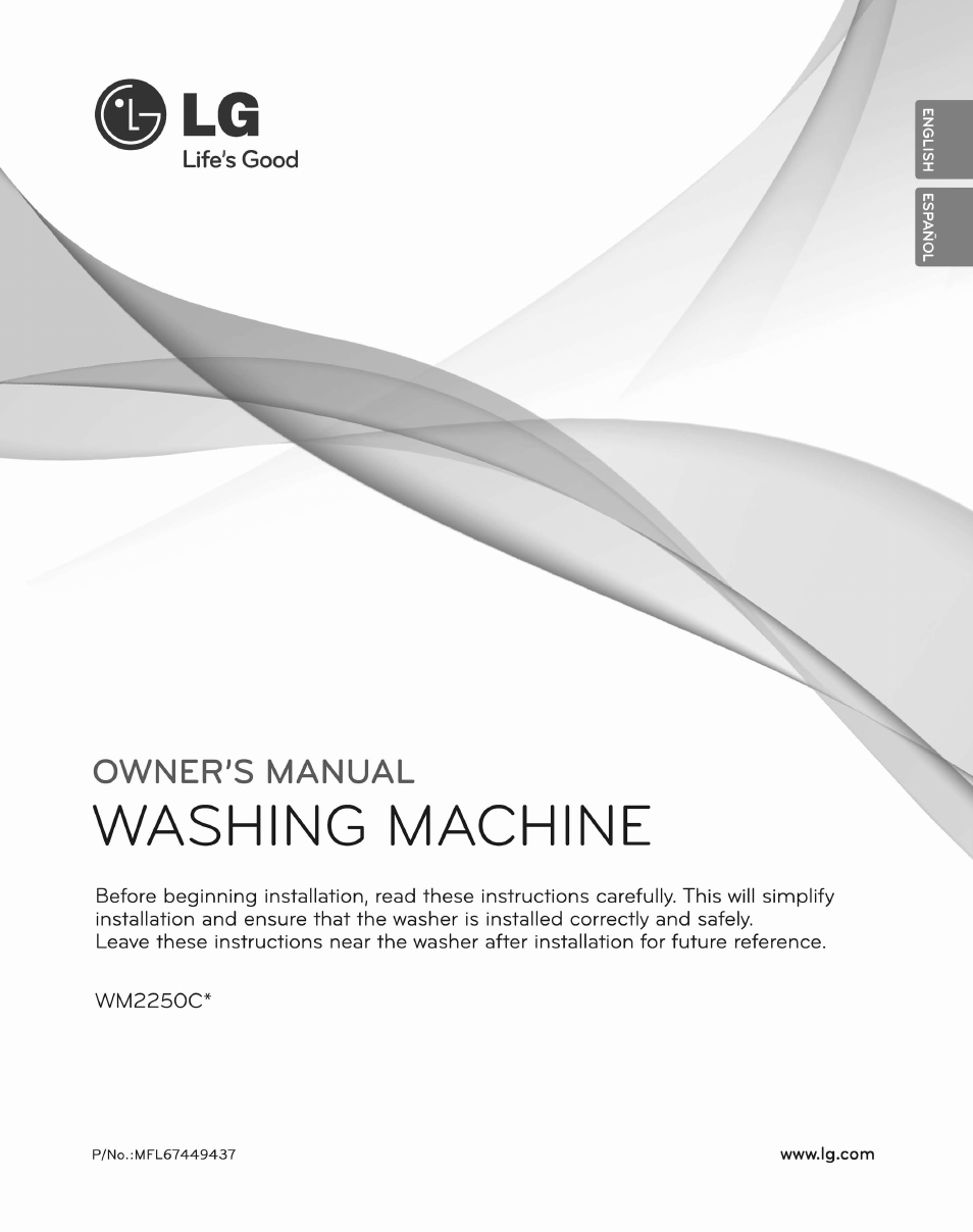 Washing machine | LG WM2250CW User Manual | Page 2 / 81