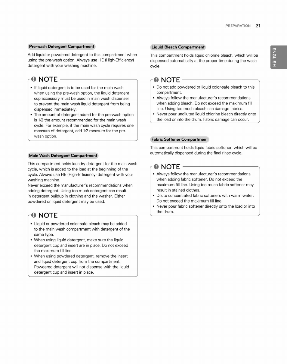 O note | LG WM2250CW User Manual | Page 22 / 81