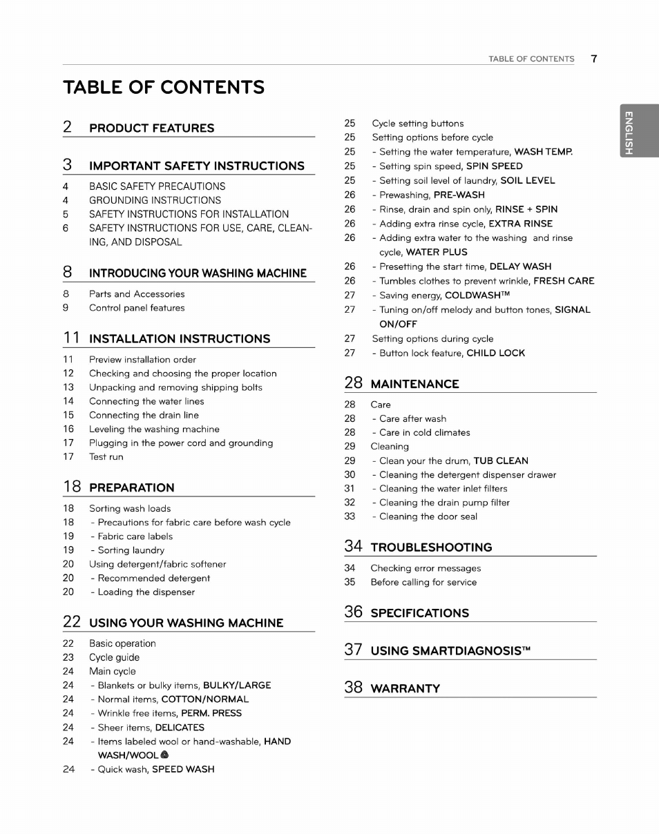 LG WM2250CW User Manual | Page 8 / 81