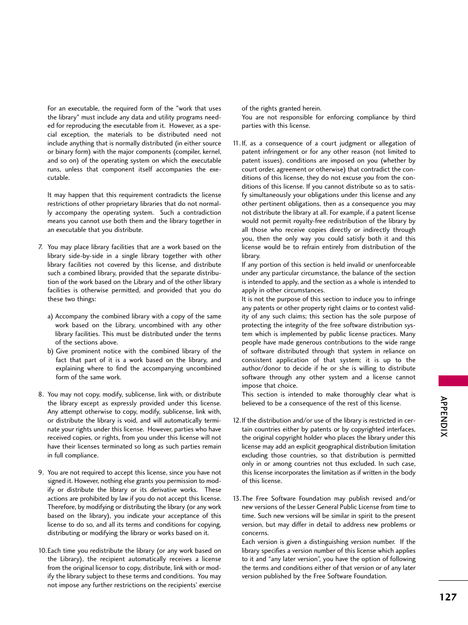 Appendix | LG 22LD350C User Manual | Page 128 / 379