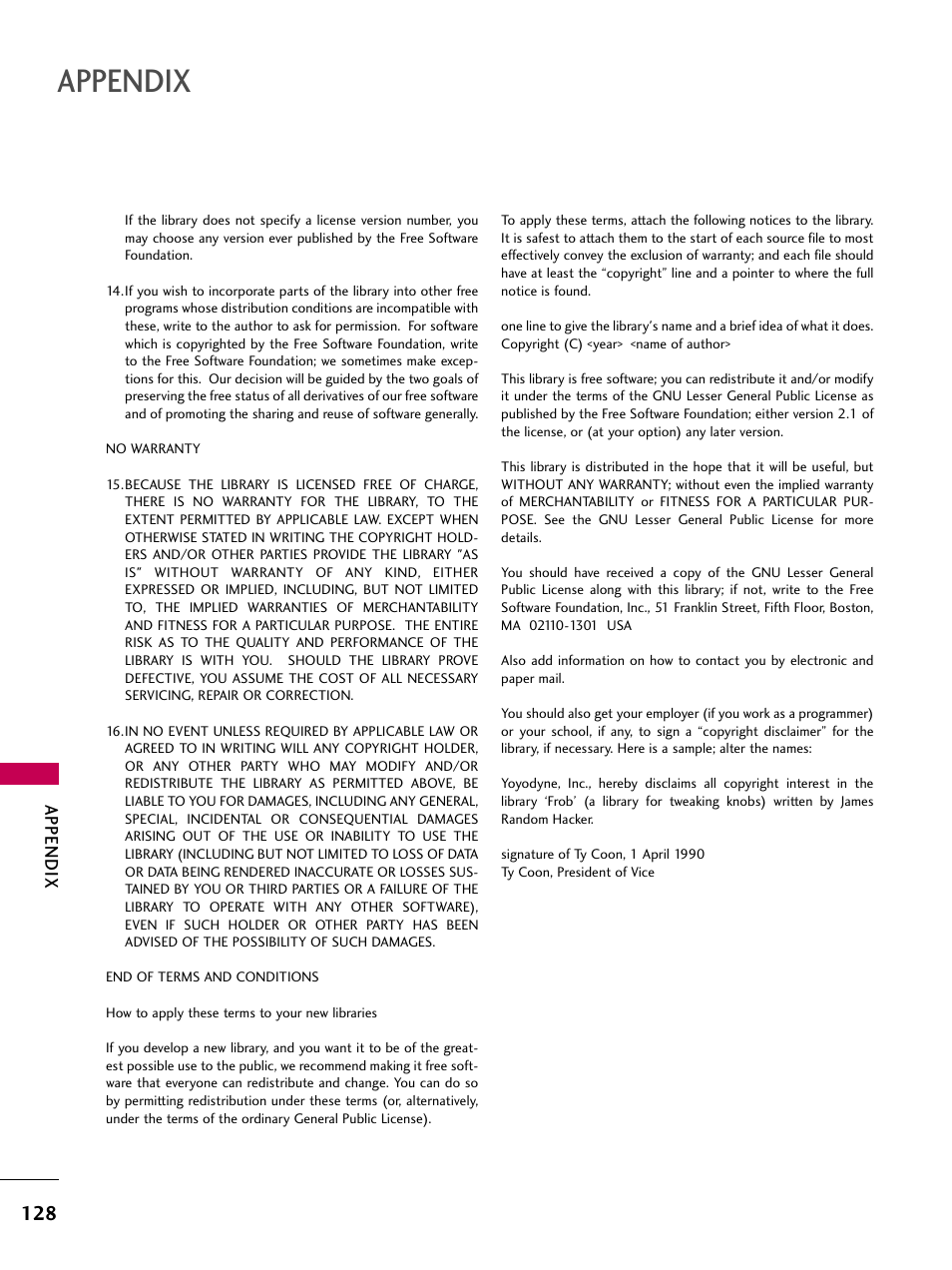 Appendix | LG 22LD350C User Manual | Page 129 / 379
