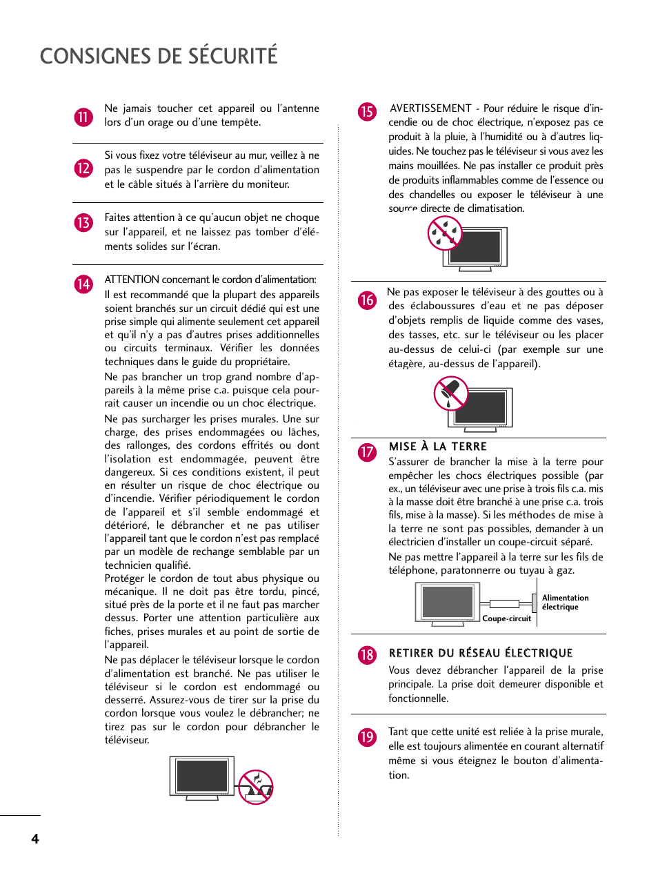 Consignes de sécurité | LG 22LD350C User Manual | Page 139 / 379