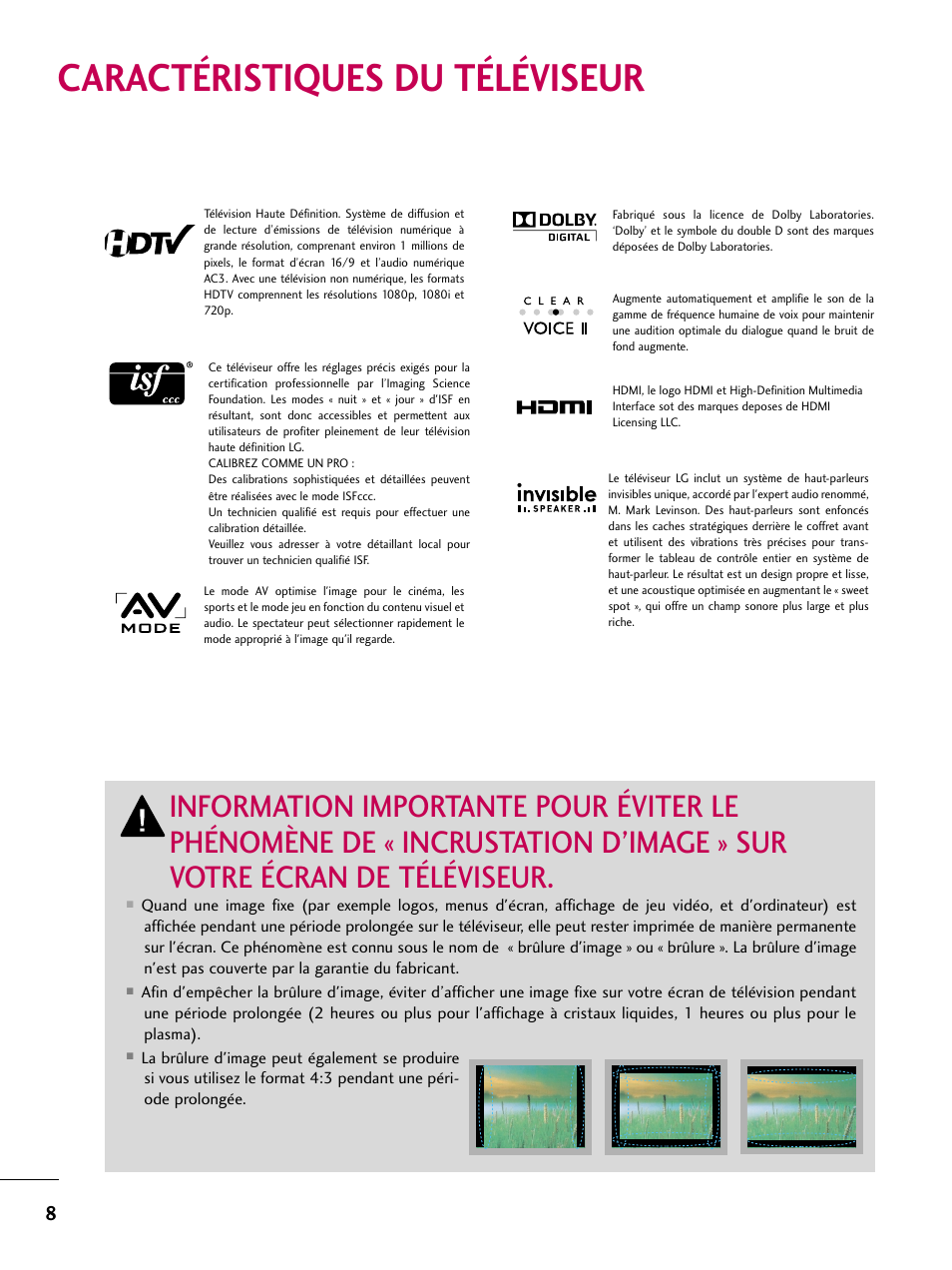 Caractéristiques du téléviseurle mode, Caractéristiques du téléviseur | LG 22LD350C User Manual | Page 143 / 379