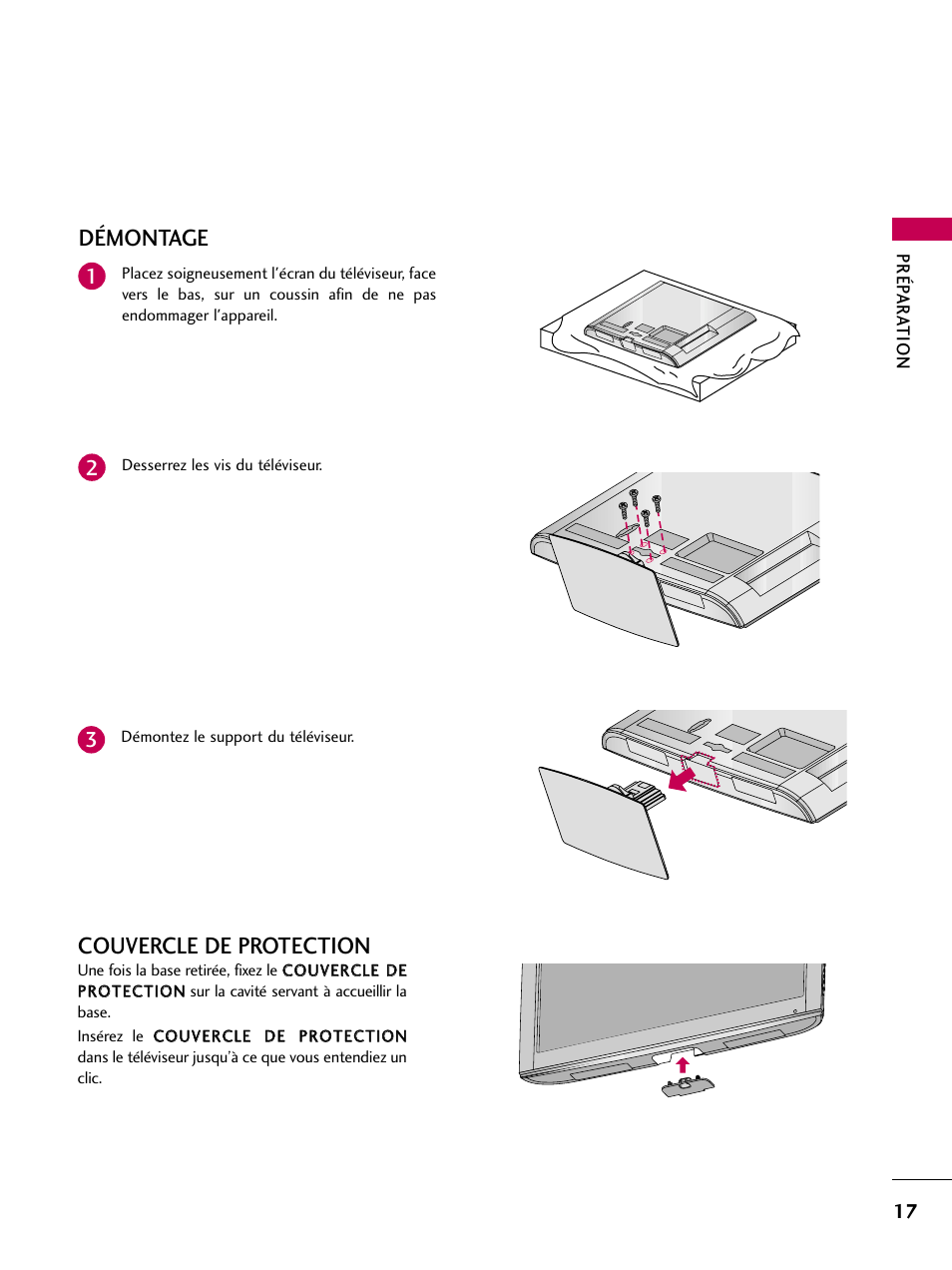 Démontage, Couvercle de protection | LG 22LD350C User Manual | Page 152 / 379