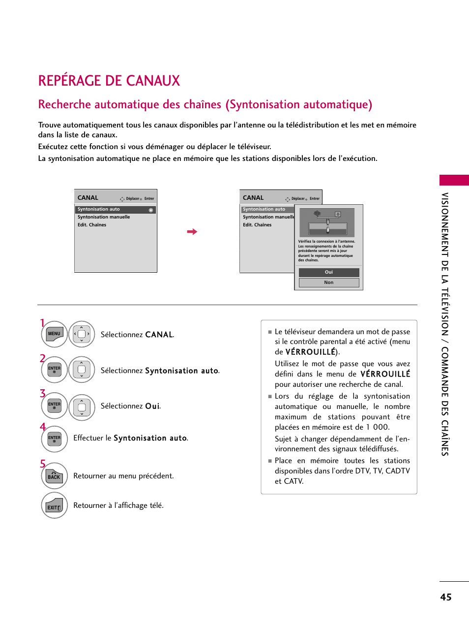 Repérage de canaux | LG 22LD350C User Manual | Page 180 / 379