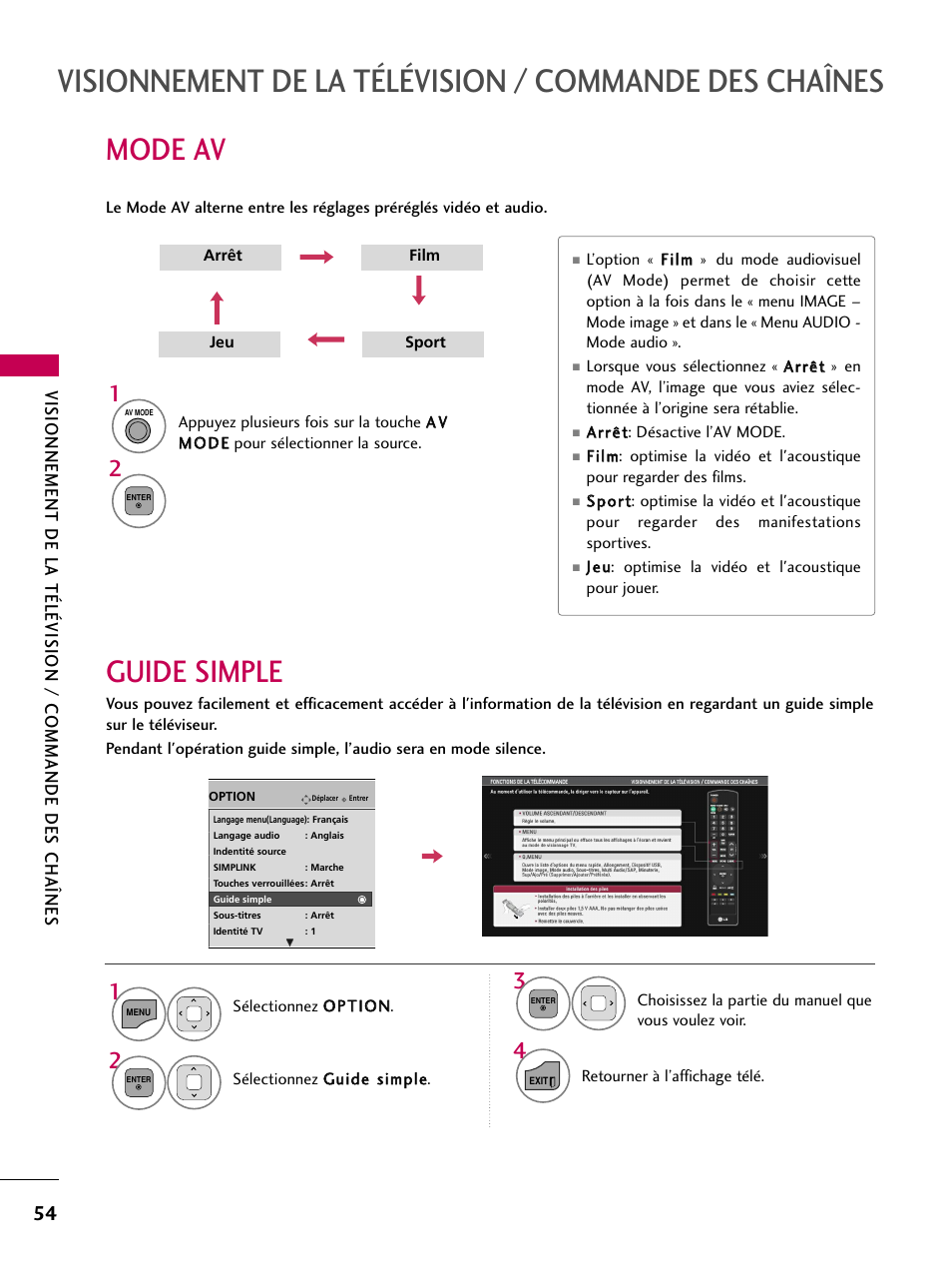 Mode av, Guide simple | LG 22LD350C User Manual | Page 189 / 379
