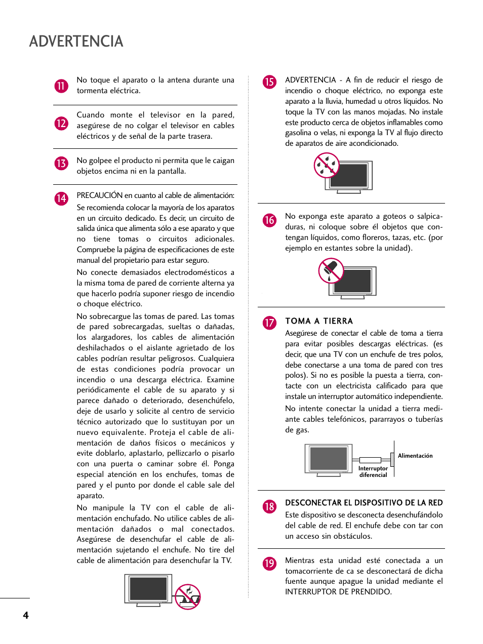 Advertencia | LG 22LD350C User Manual | Page 261 / 379
