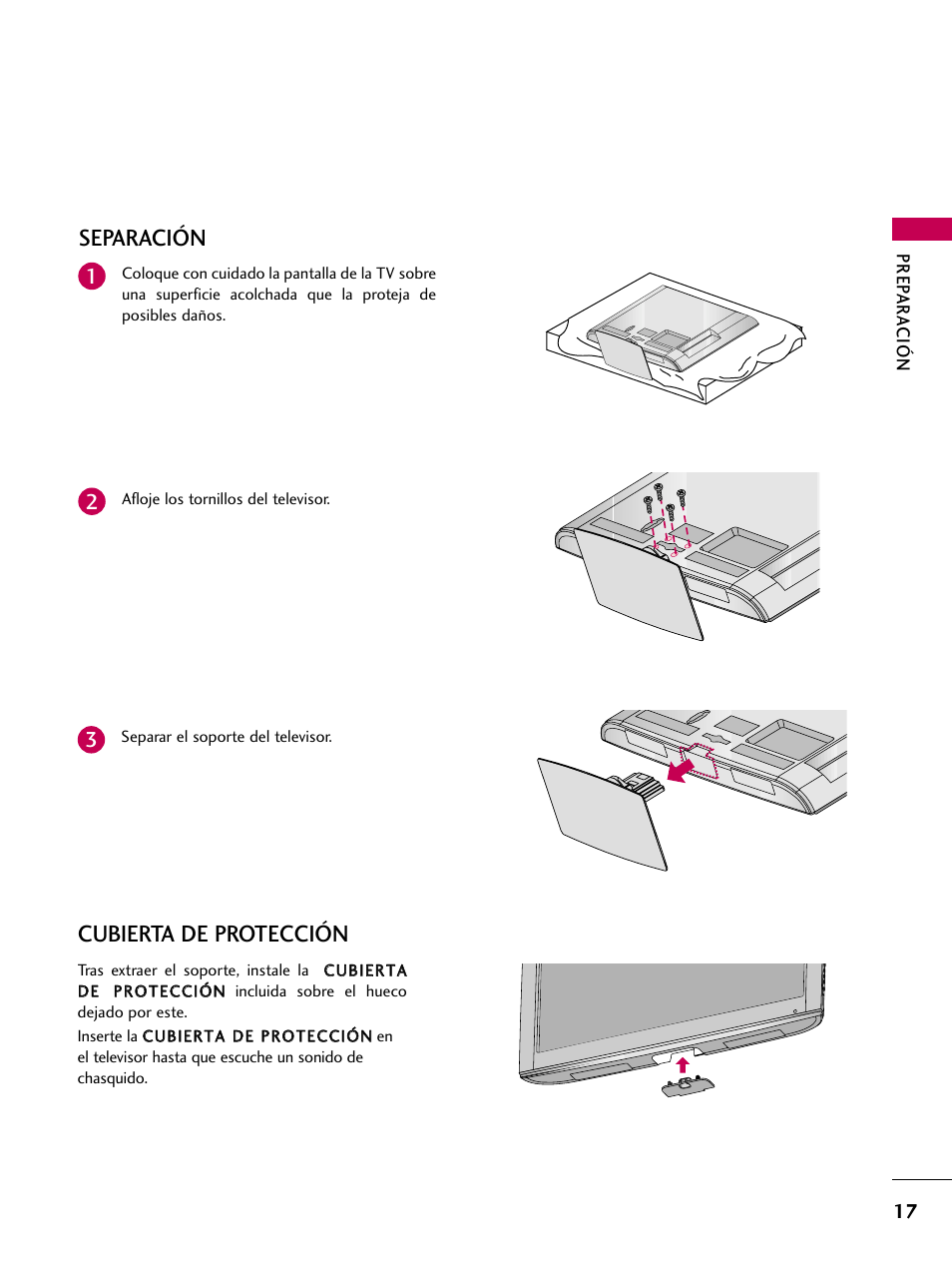 Separación, Cubierta de protección | LG 22LD350C User Manual | Page 274 / 379