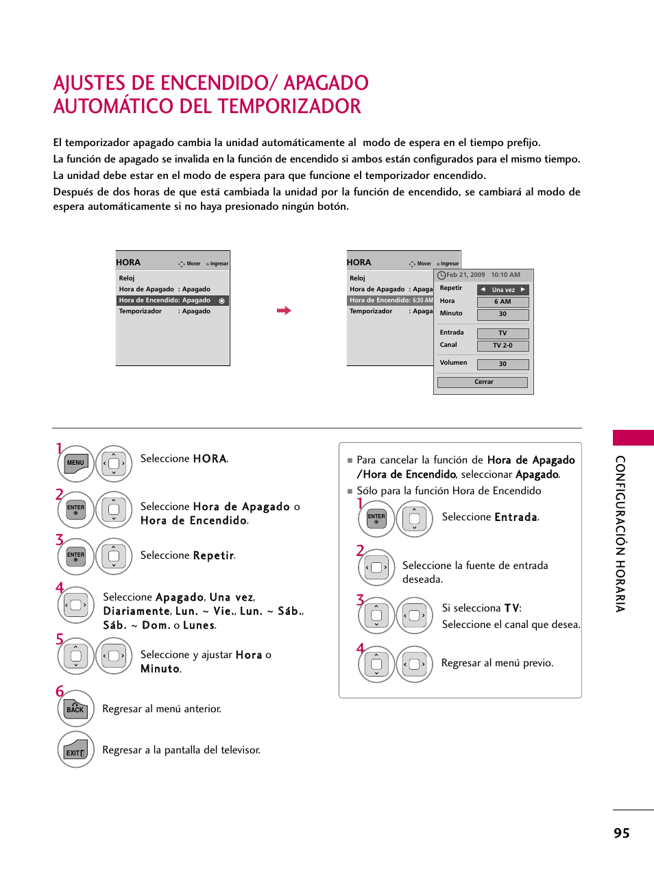 Configur a ción hor aria | LG 22LD350C User Manual | Page 352 / 379