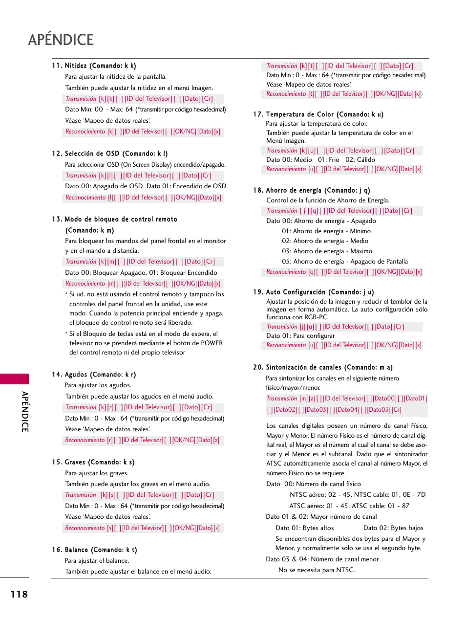 Apéndice | LG 22LD350C User Manual | Page 375 / 379