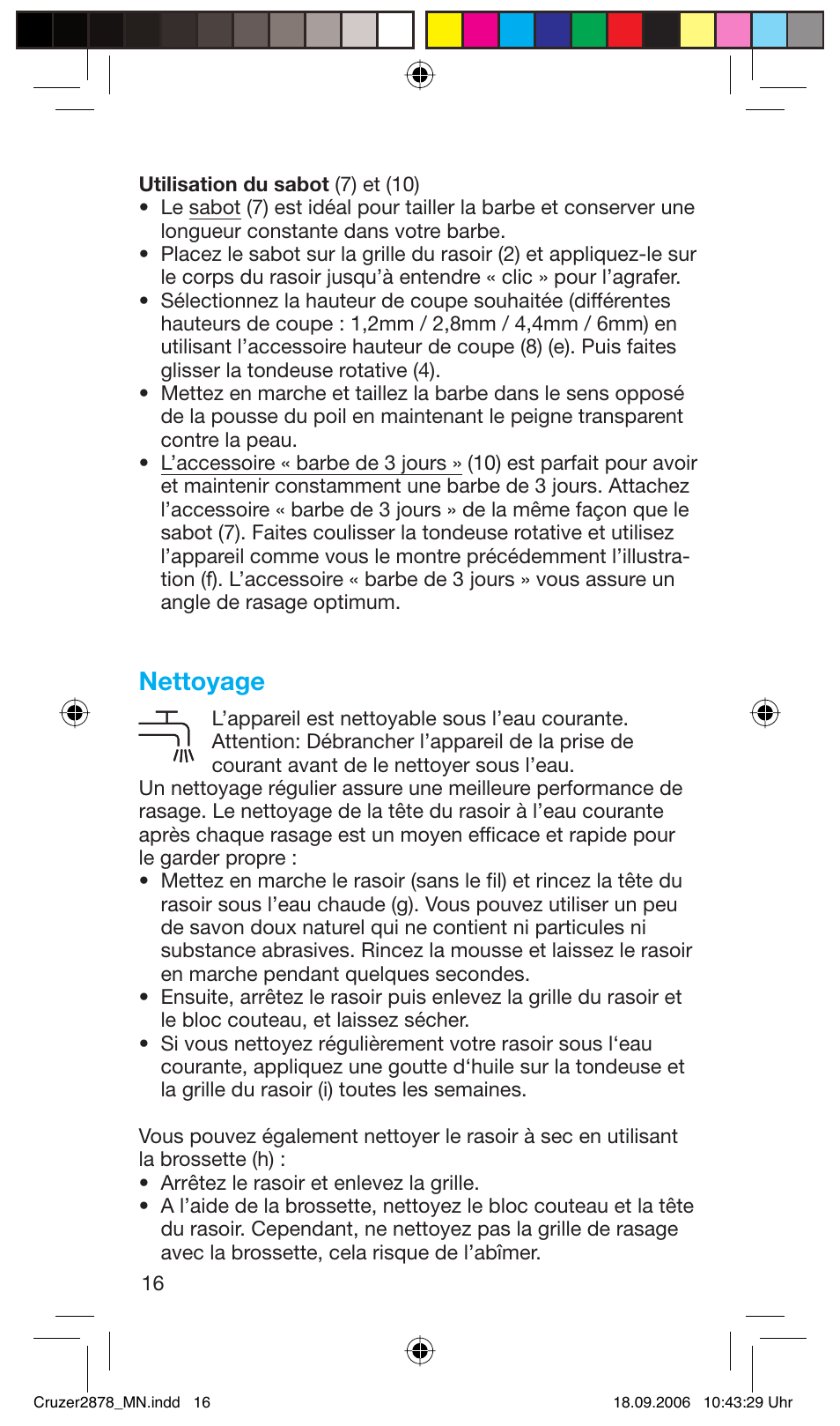 Nettoyage | Braun 2878 User Manual | Page 16 / 65