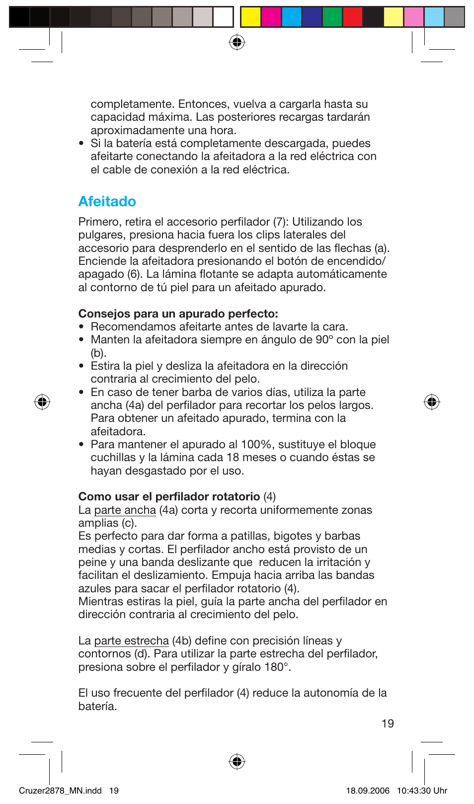 Afeitado | Braun 2878 User Manual | Page 19 / 65