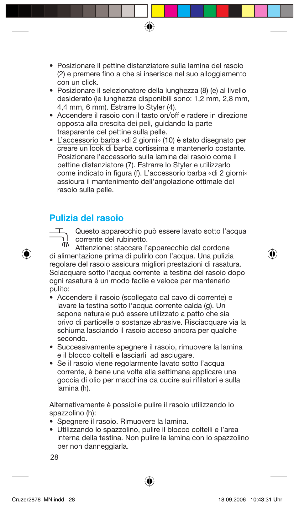 Pulizia del rasoio | Braun 2878 User Manual | Page 28 / 65