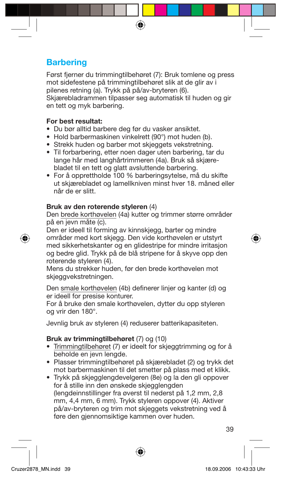 Barbering | Braun 2878 User Manual | Page 39 / 65