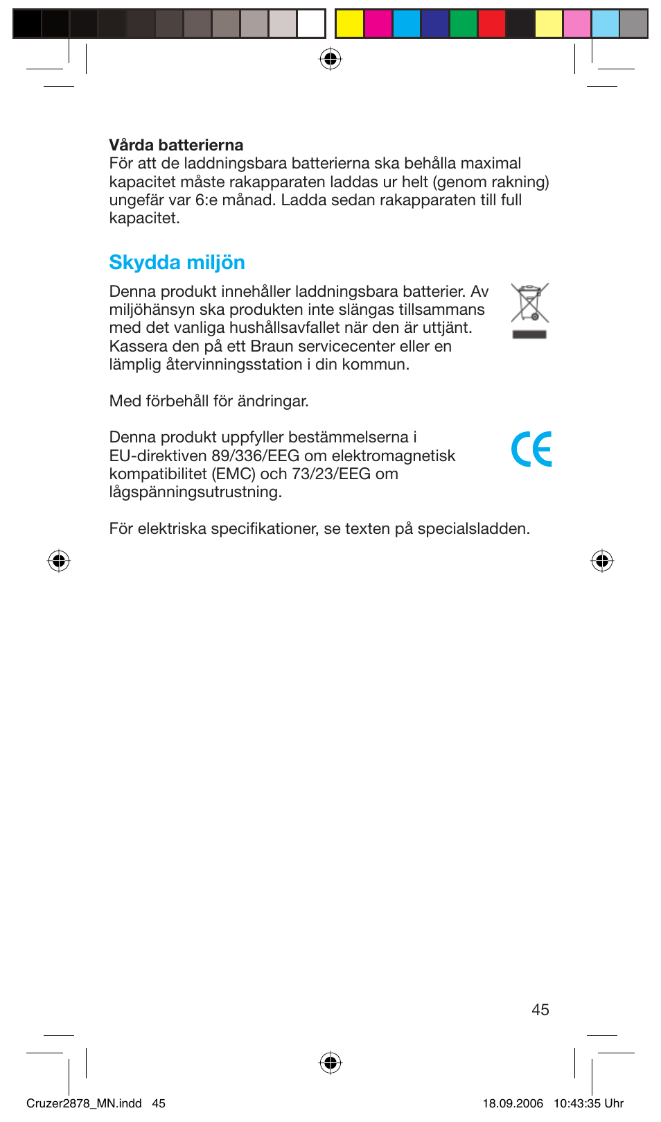 Skydda miljön | Braun 2878 User Manual | Page 45 / 65