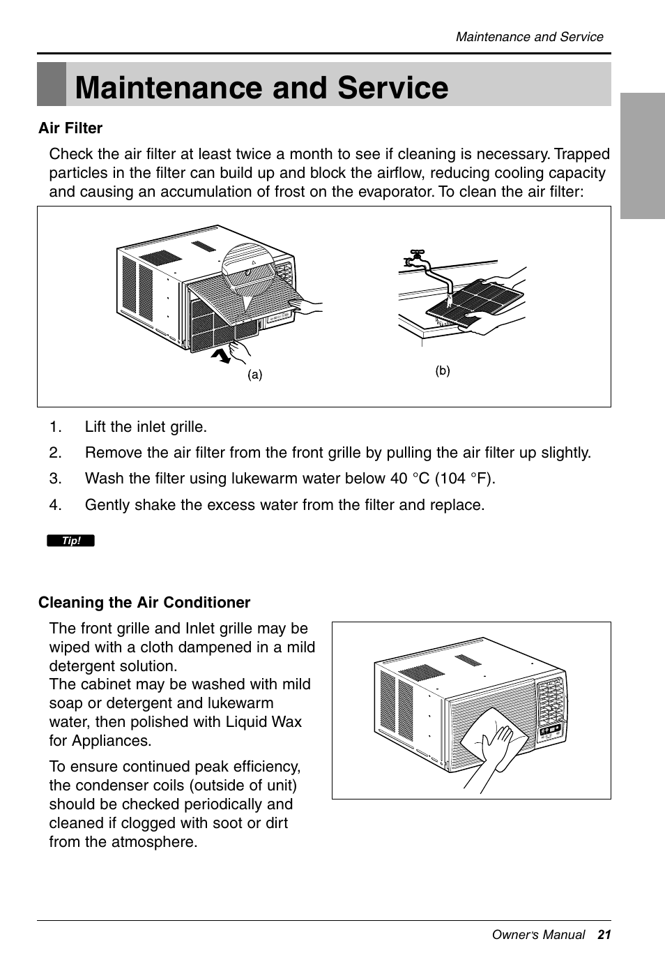 Maintenance and service, Englishenglishenglish english | LG WG1205R User Manual | Page 21 / 50