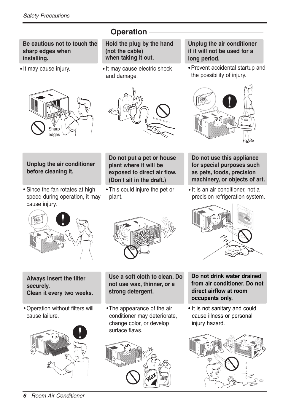 Operation | LG WG1205R User Manual | Page 6 / 50