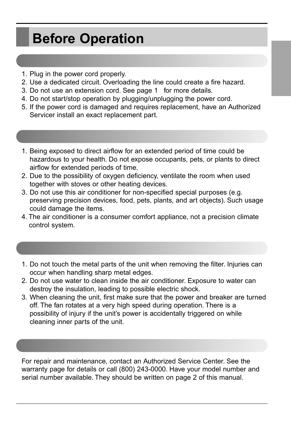 Before operation, English | LG WG1205R User Manual | Page 7 / 50