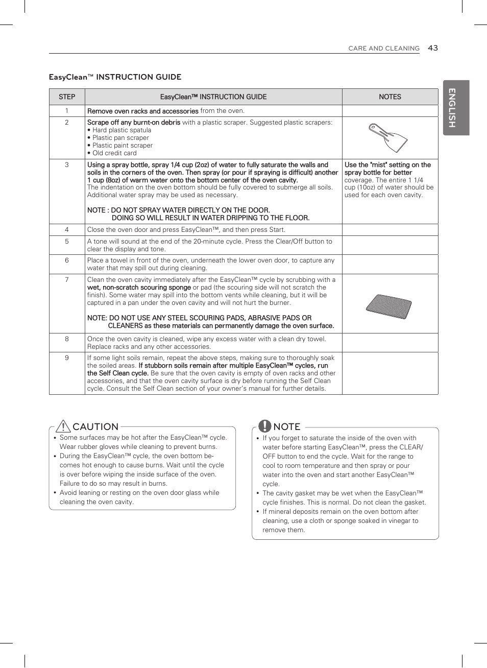 Caution, English | LG LDG3037ST User Manual | Page 43 / 100