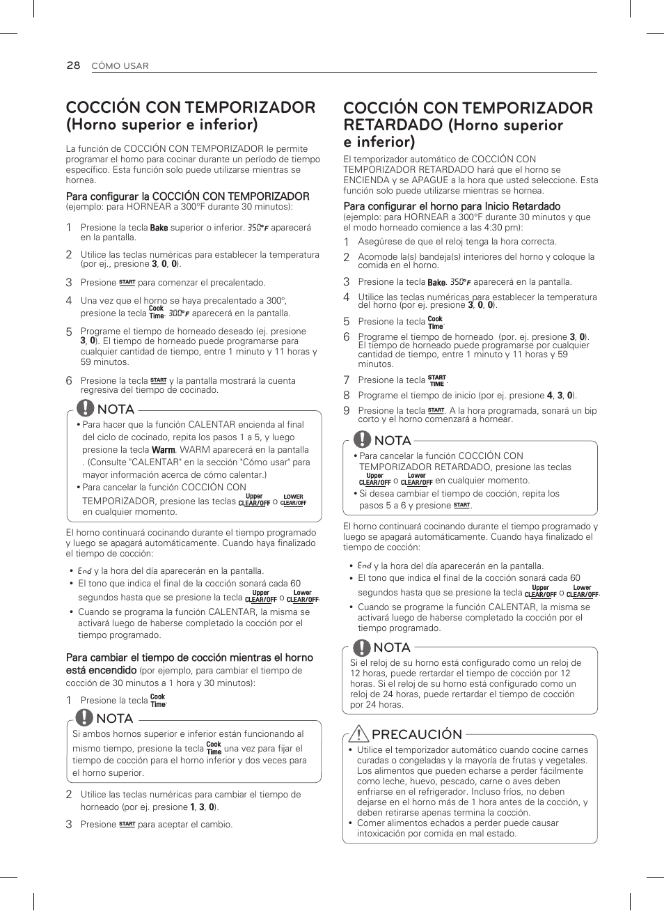 Nota, Precaución | LG LDG3037ST User Manual | Page 76 / 100