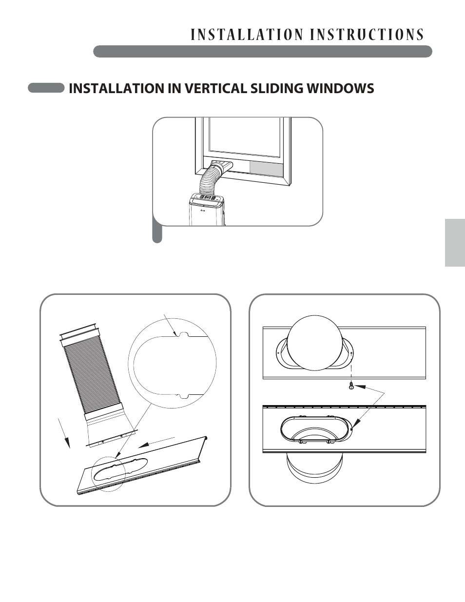 Installation in vertical sliding windows | LG LP1413SHR User Manual | Page 19 / 32