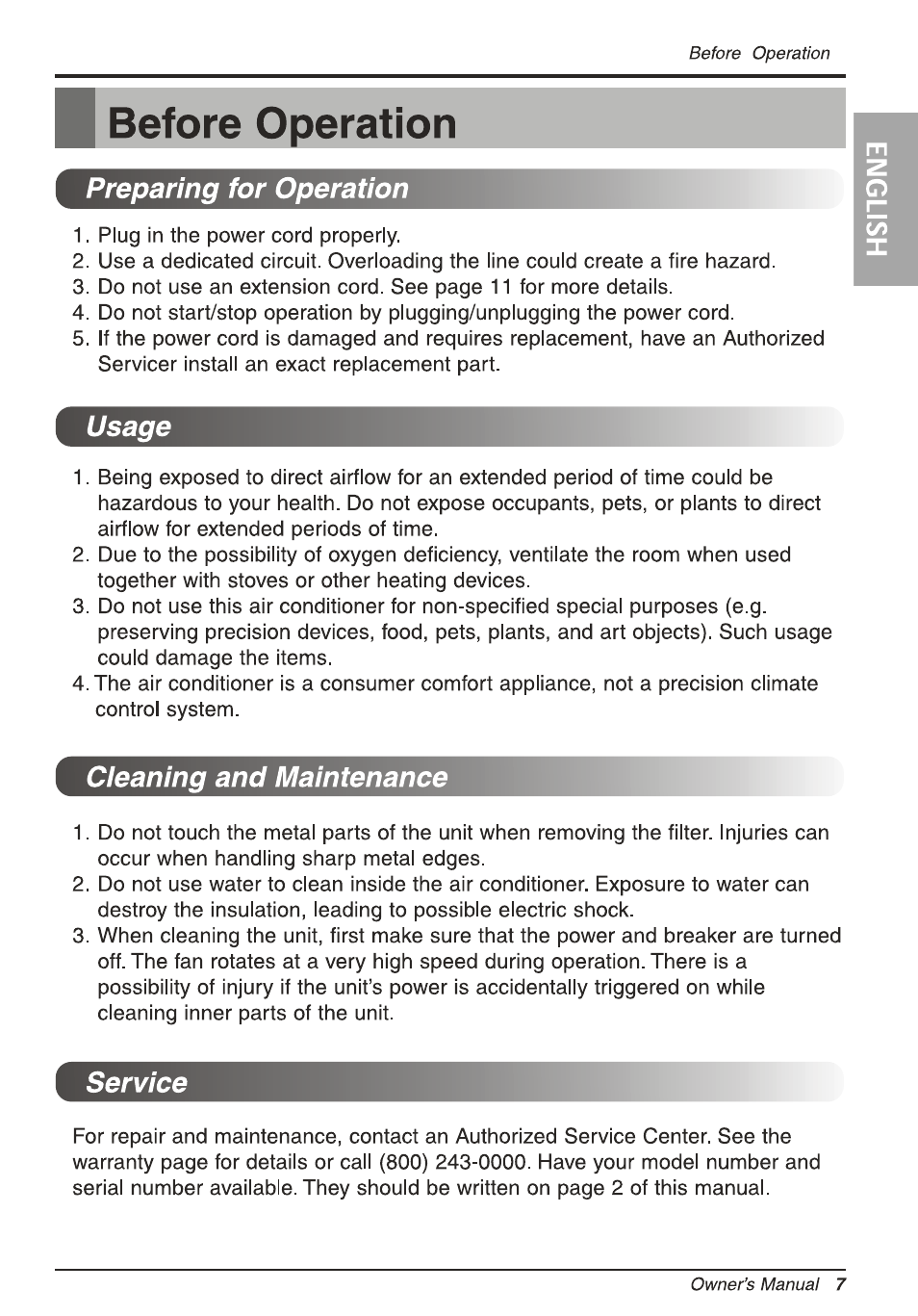 LG LW1212ER User Manual | Page 7 / 52