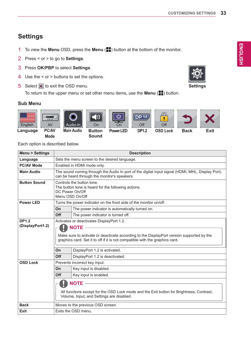 Settings | LG 29EA73-P User Manual | Page 33 / 39