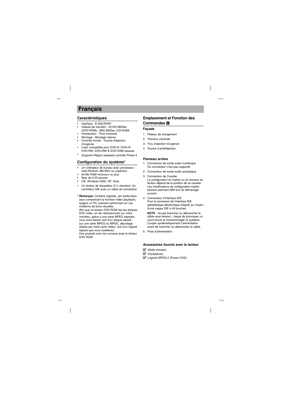 Français | LG GDR-H30N User Manual | Page 11 / 16