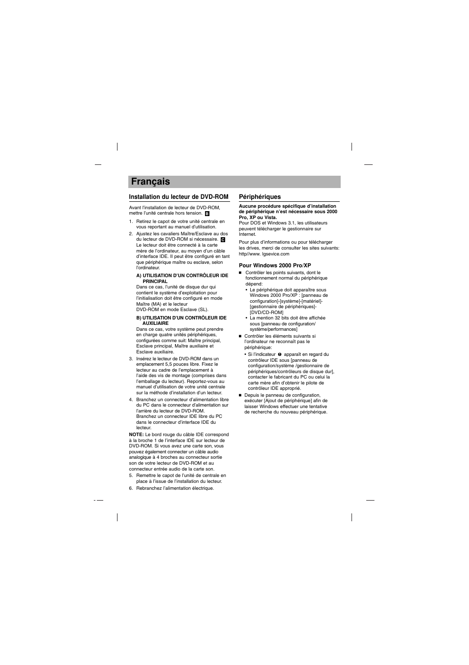Français | LG GDR-H30N User Manual | Page 12 / 16