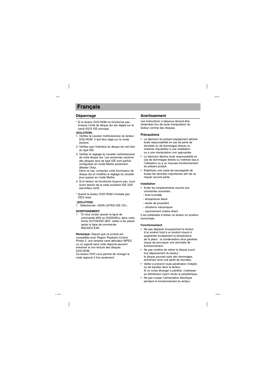 Français | LG GDR-H30N User Manual | Page 14 / 16