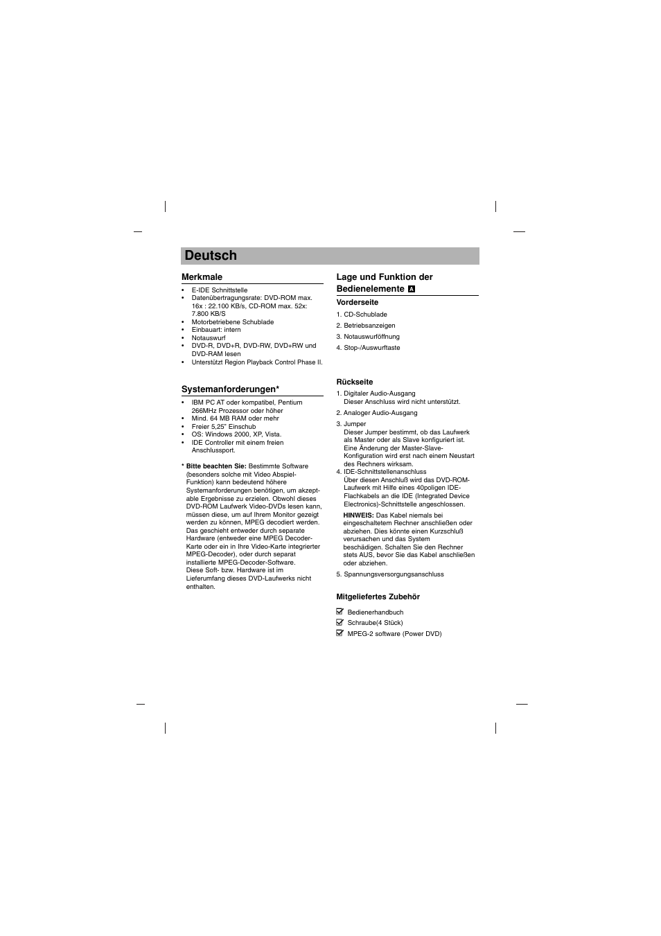 Deutsch | LG GDR-H30N User Manual | Page 7 / 16