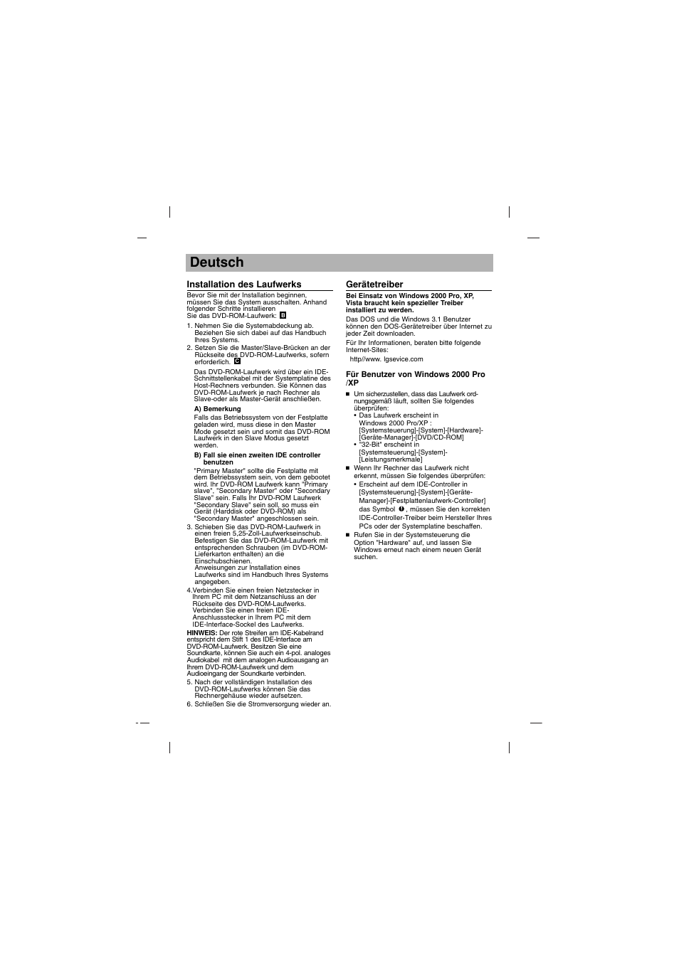 Deutsch | LG GDR-H30N User Manual | Page 8 / 16