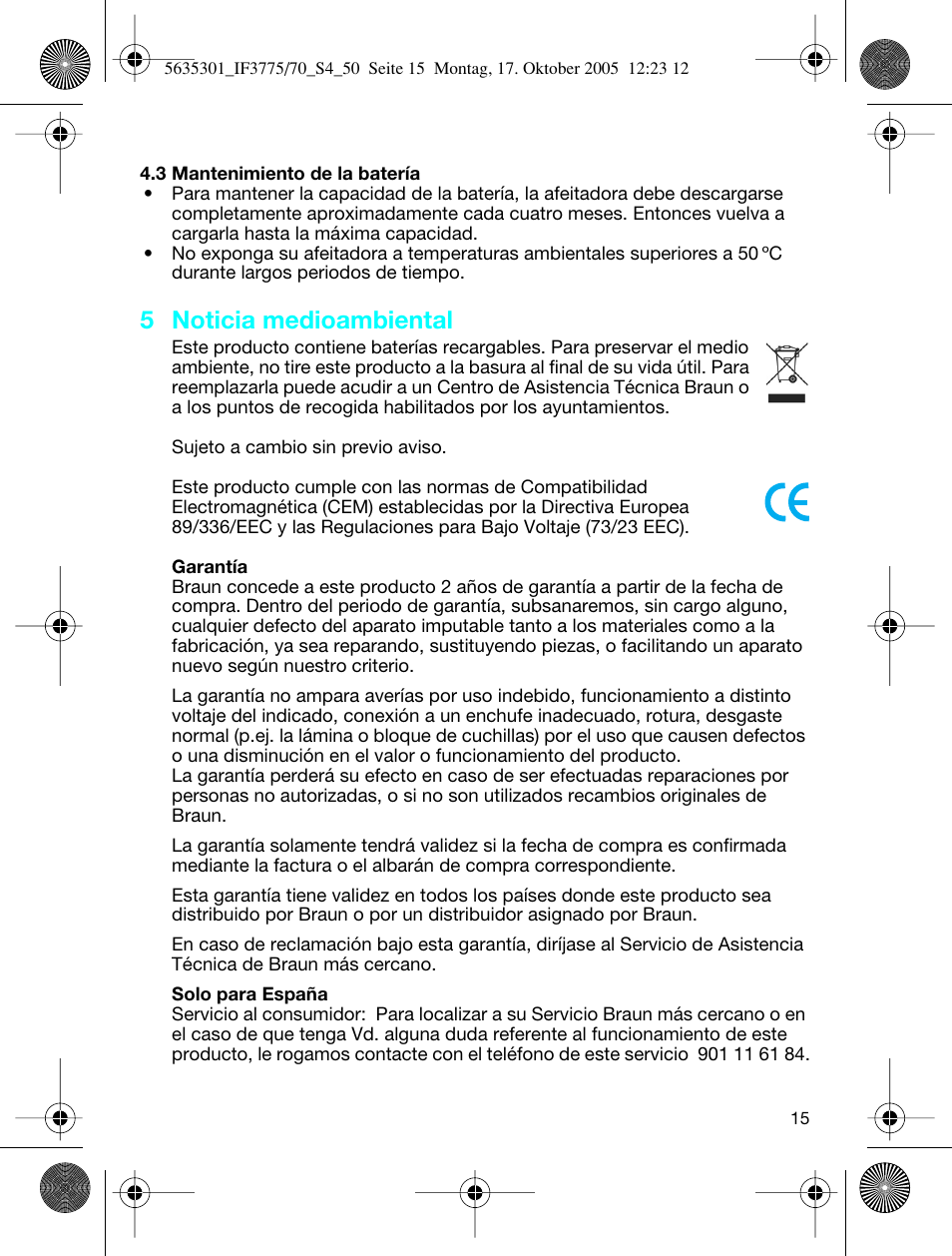 5 noticia medioambiental | Braun 3775 InterFace Excel User Manual | Page 15 / 47