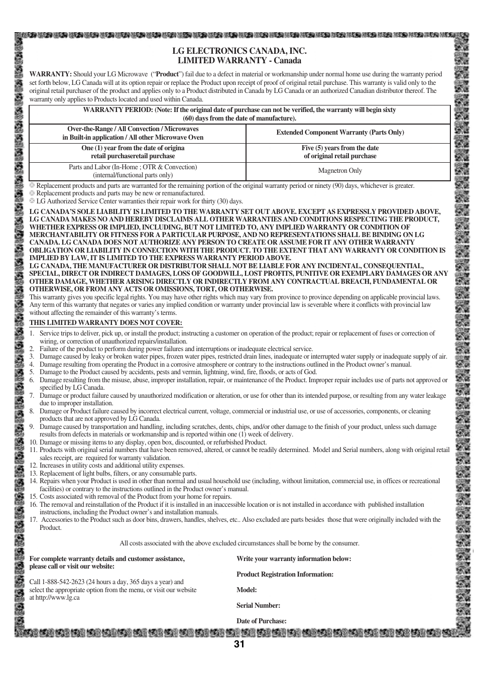 LG LMV2061SB User Manual | Page 31 / 31