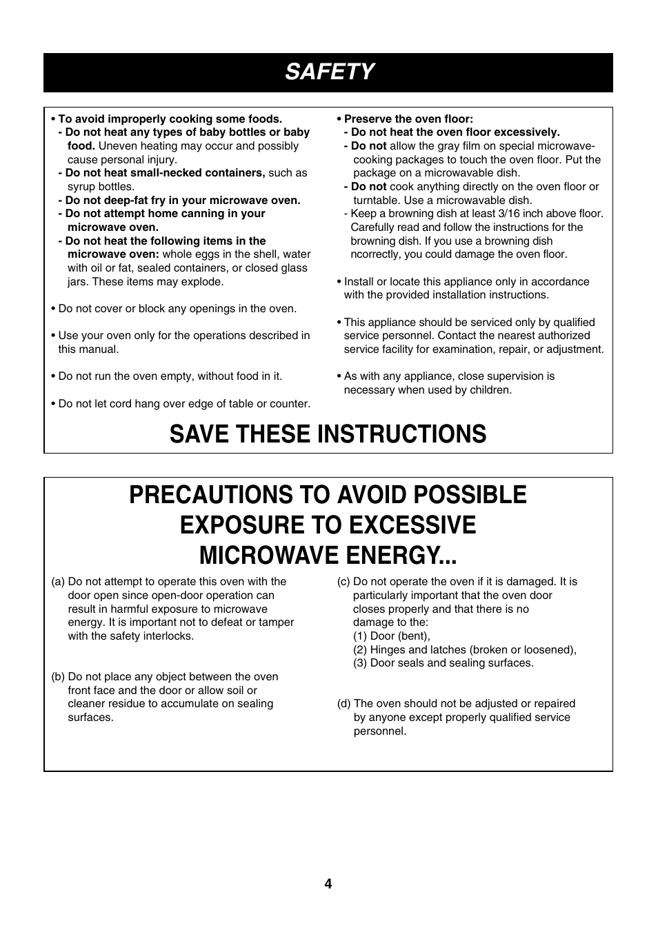 Safety | LG LMV2061SB User Manual | Page 4 / 31