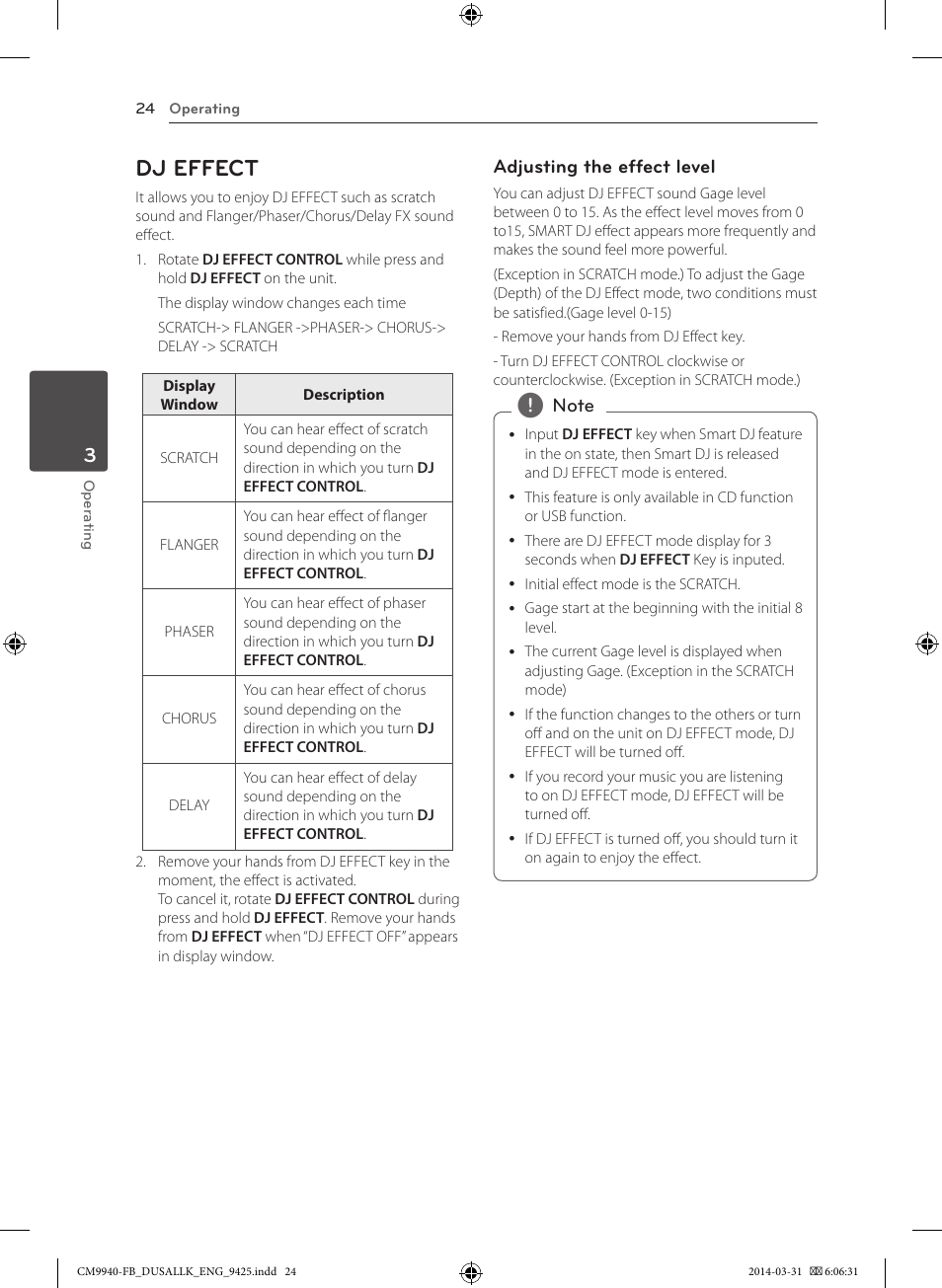 Dj effect | LG CM9940 User Manual | Page 24 / 44