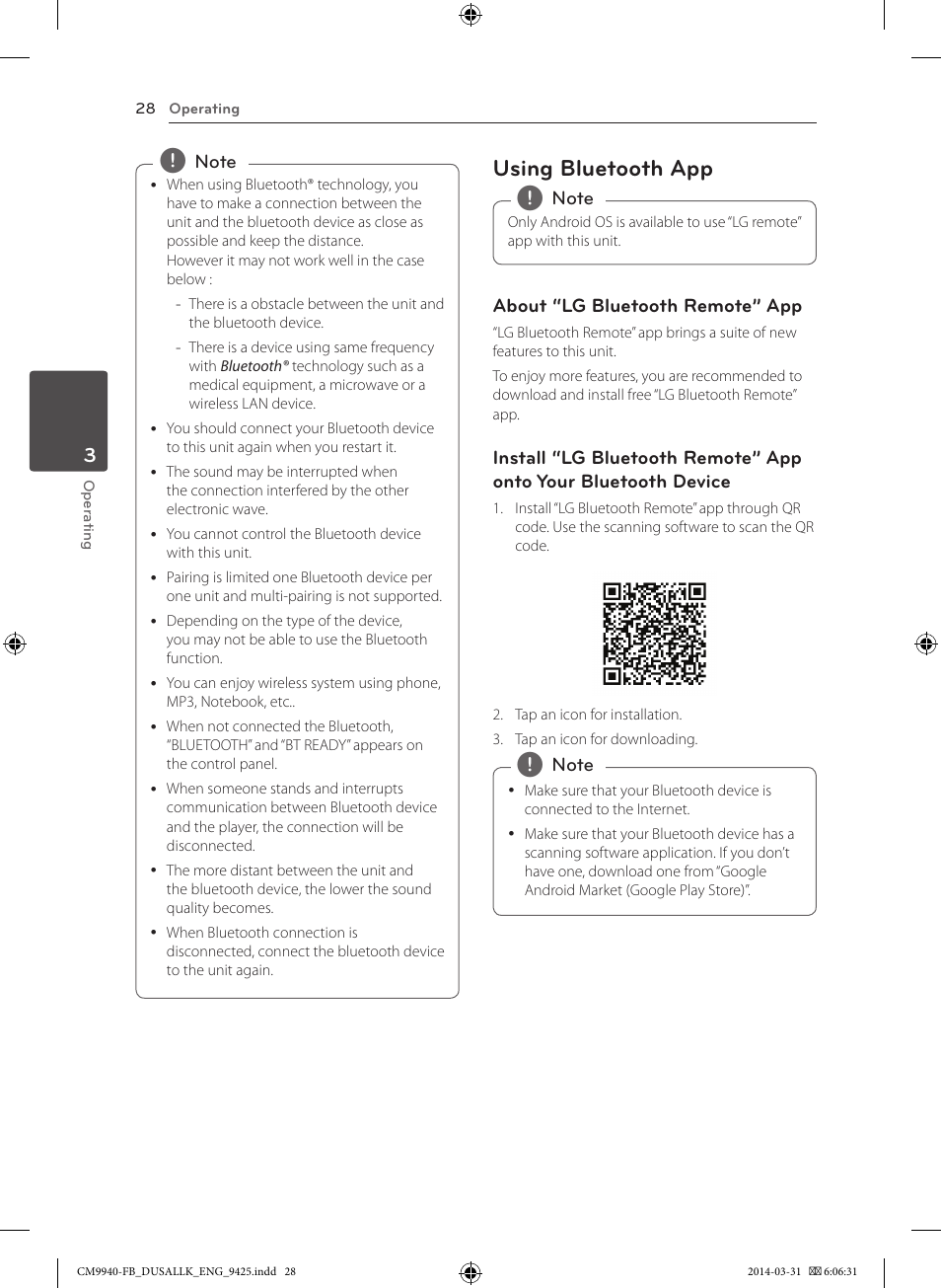 Using bluetooth app | LG CM9940 User Manual | Page 28 / 44