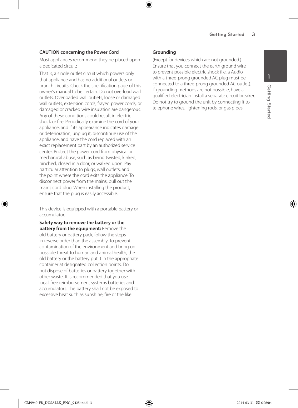 LG CM9940 User Manual | Page 3 / 44