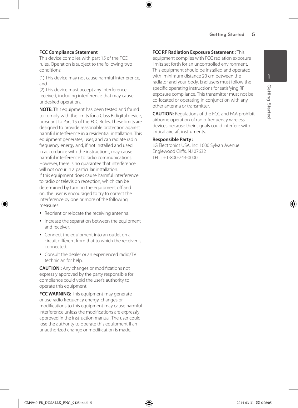 LG CM9940 User Manual | Page 5 / 44