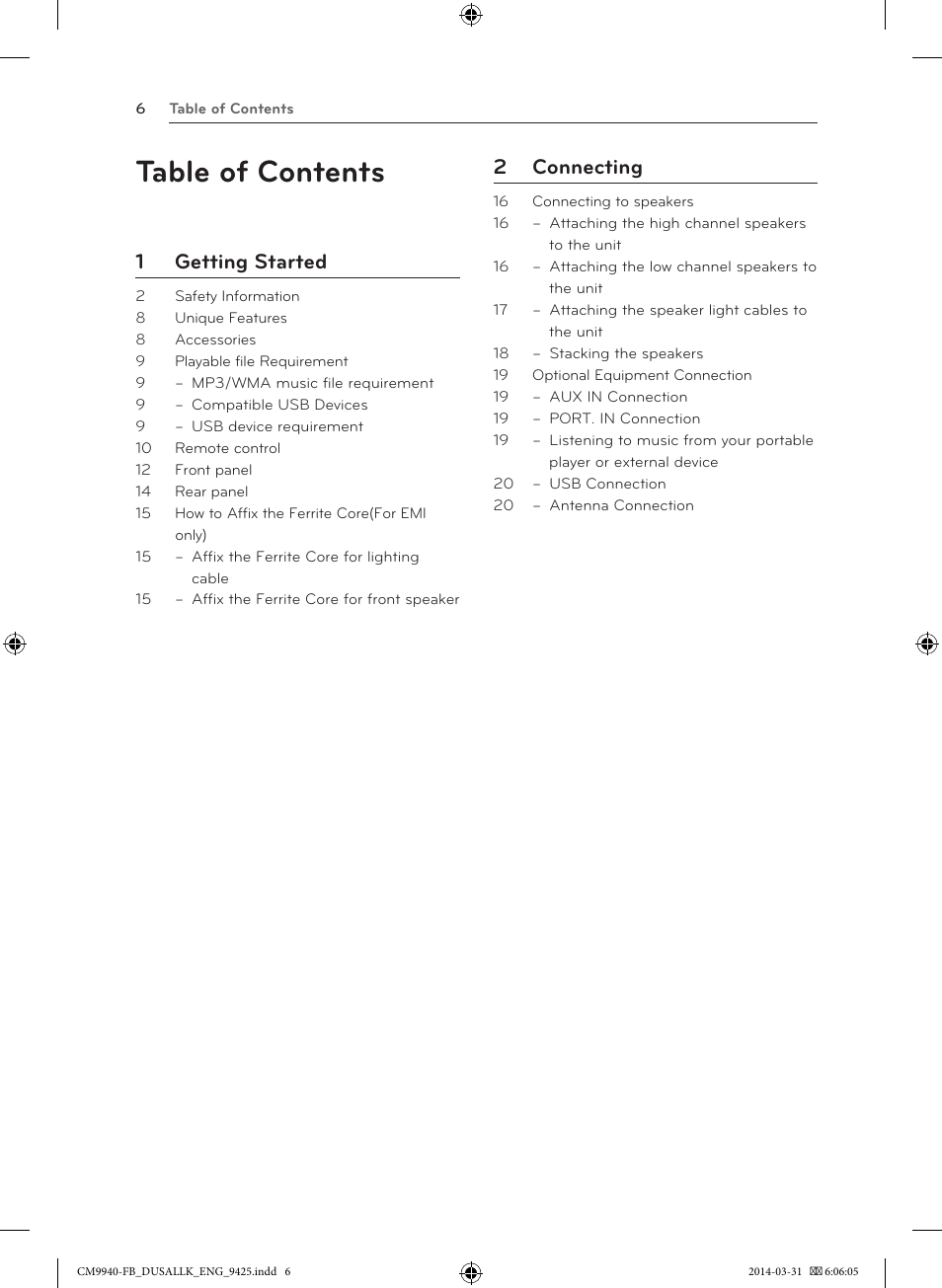 LG CM9940 User Manual | Page 6 / 44