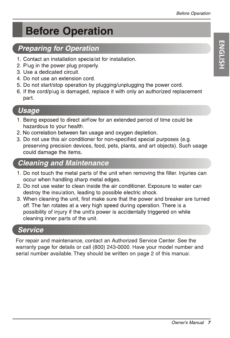 LG LW2514ER User Manual | Page 7 / 48