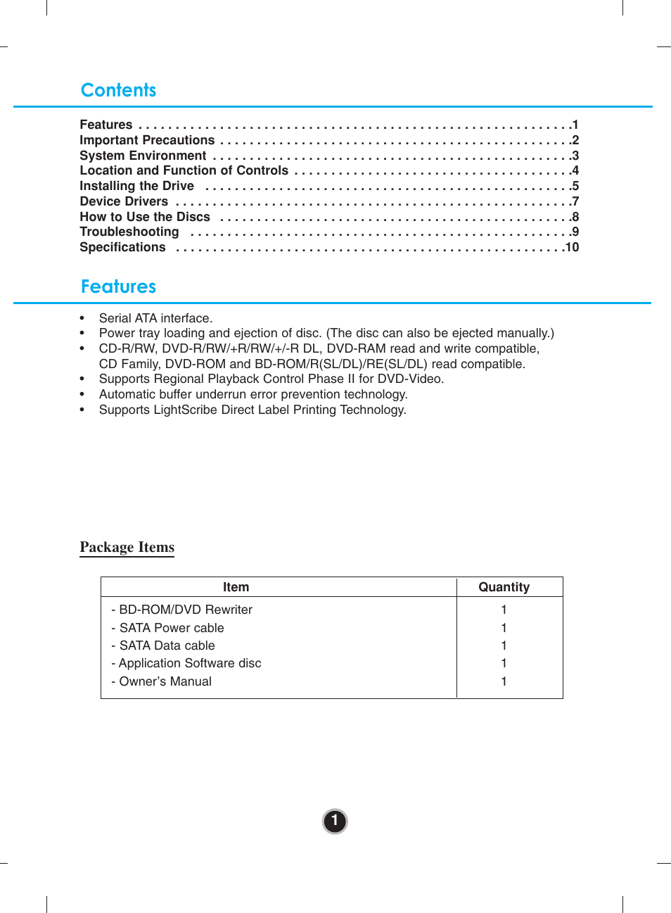 Contents features | LG UH12LS28 User Manual | Page 4 / 15
