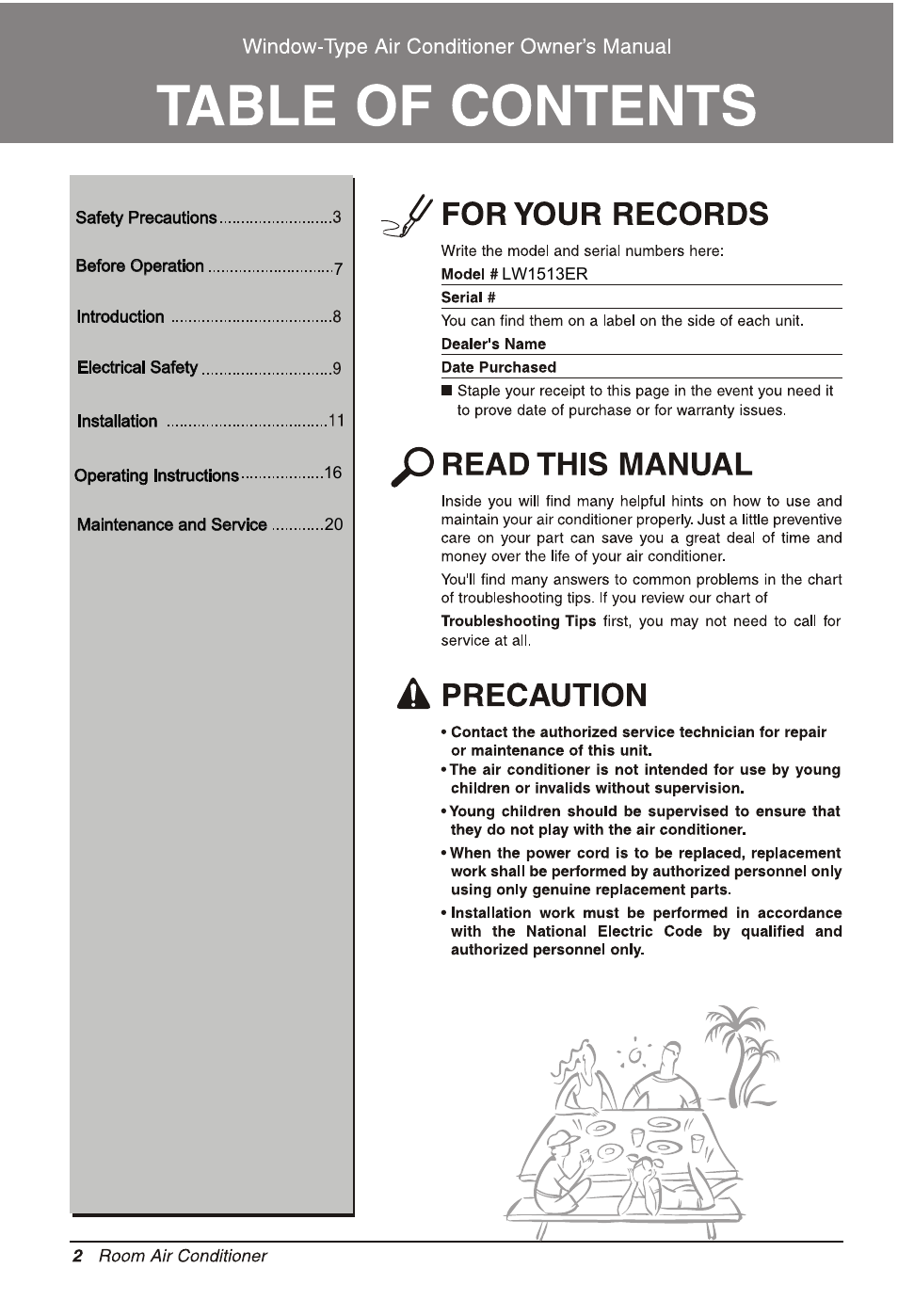 LG LW1513ER User Manual | Page 2 / 48