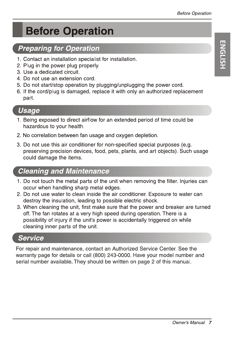 LG LW1513ER User Manual | Page 7 / 48