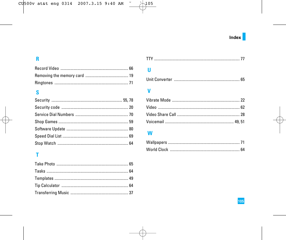 LG CU500V User Manual | Page 109 / 230