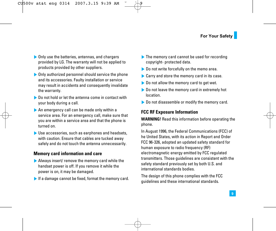 LG CU500V User Manual | Page 13 / 230