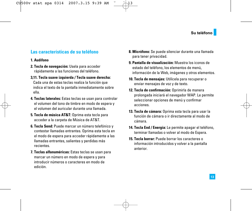 Las características de su teléfono | LG CU500V User Manual | Page 131 / 230